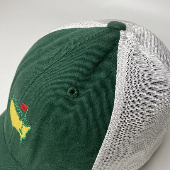 Masters Golf Hat Cap Green White Embroidered Logo Mesh Strapback American Needle - Picture 7 of 16
